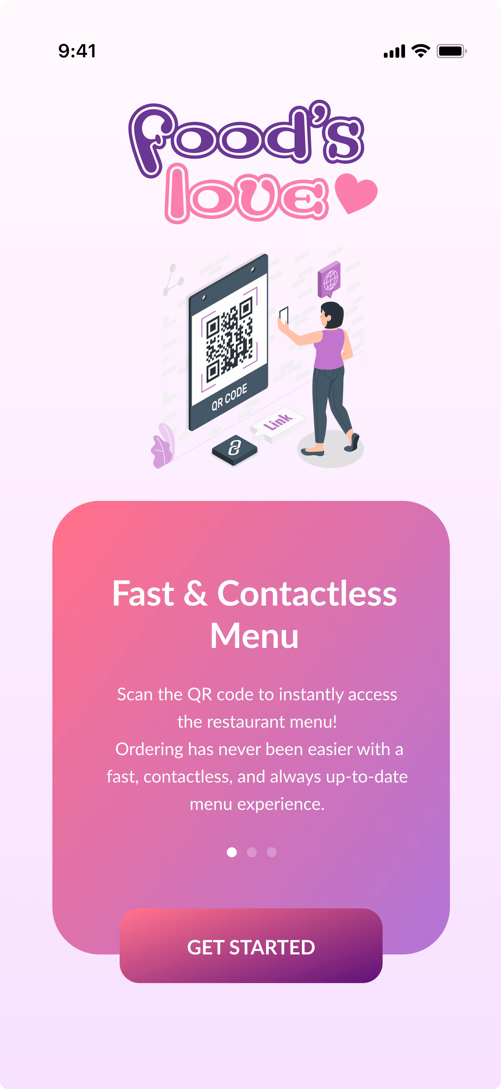 Foods Love get started screen